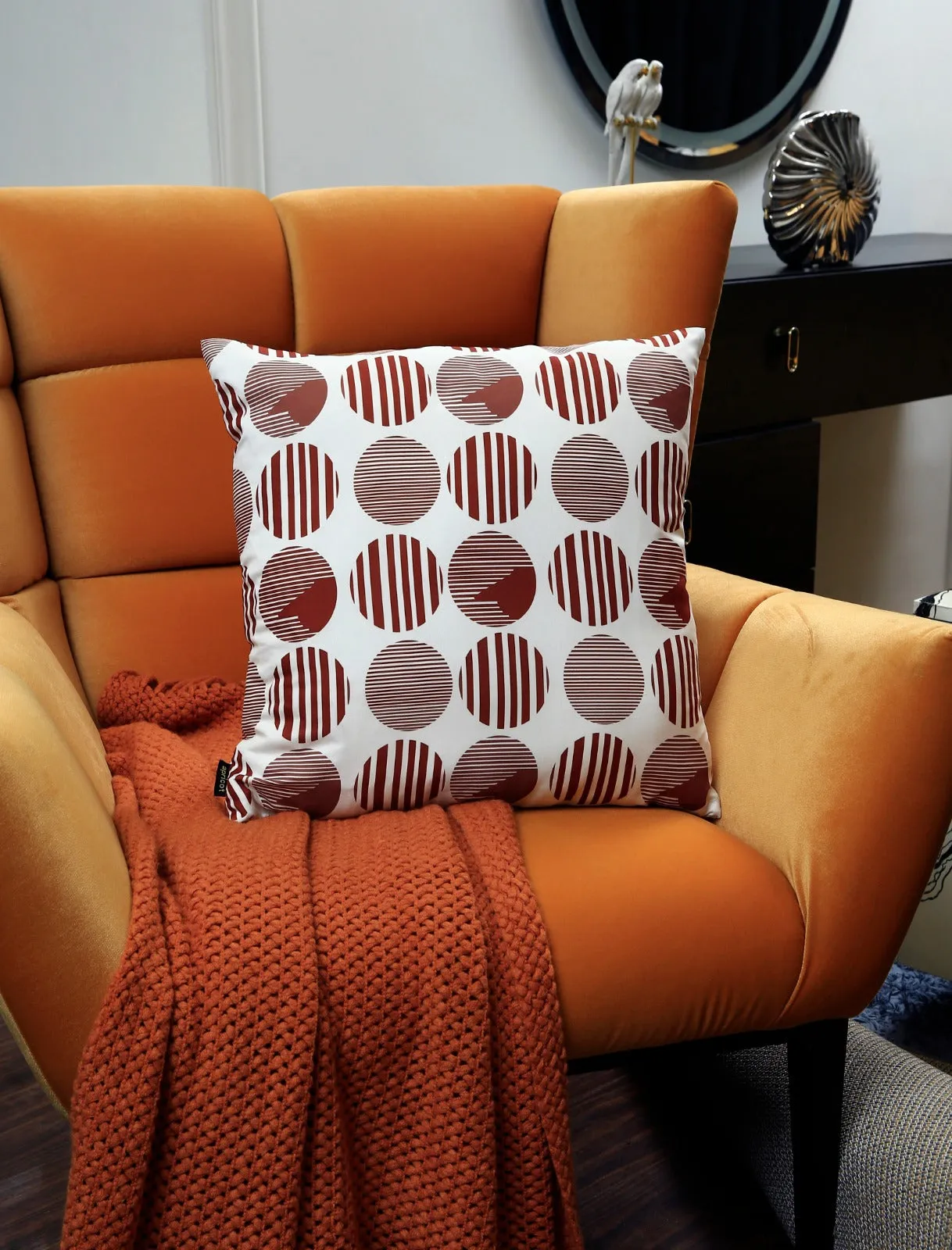 4 PCs Digital Printed Cotton Cushions-Brown Geometric