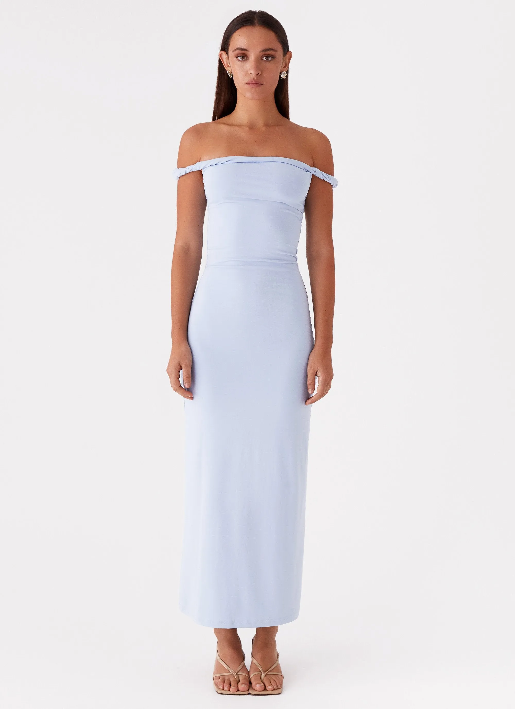 Arabella Twist Shoulder Maxi Dress - Blue