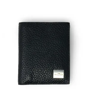 Black Textured Leather Billfold Wallet