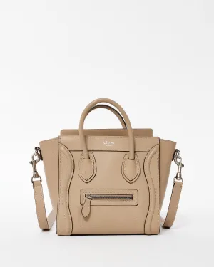 Celine Beige Leather Nano Luggage Tote