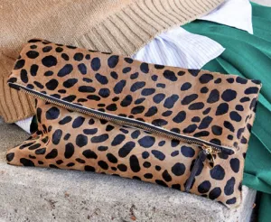 Clare V Foldover Clutch Leopard Hair On