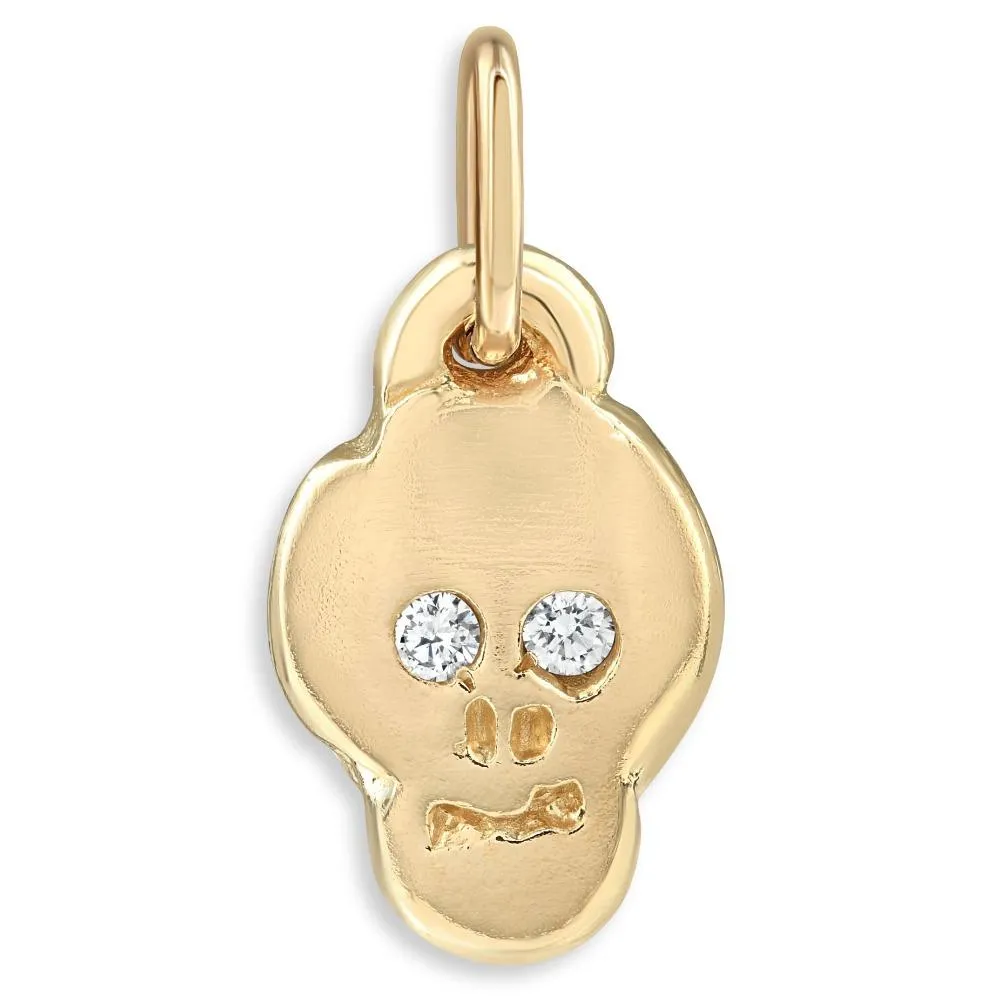 Flat Skull Charm With Diamonds