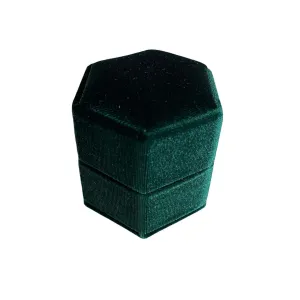 Hexagonal Velvet Ring Box Green