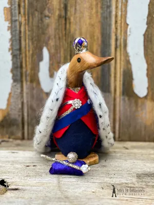 HRH King Charles III Coronation Duck - Decorated Wooden Duck by Mrs H the Duck Lady