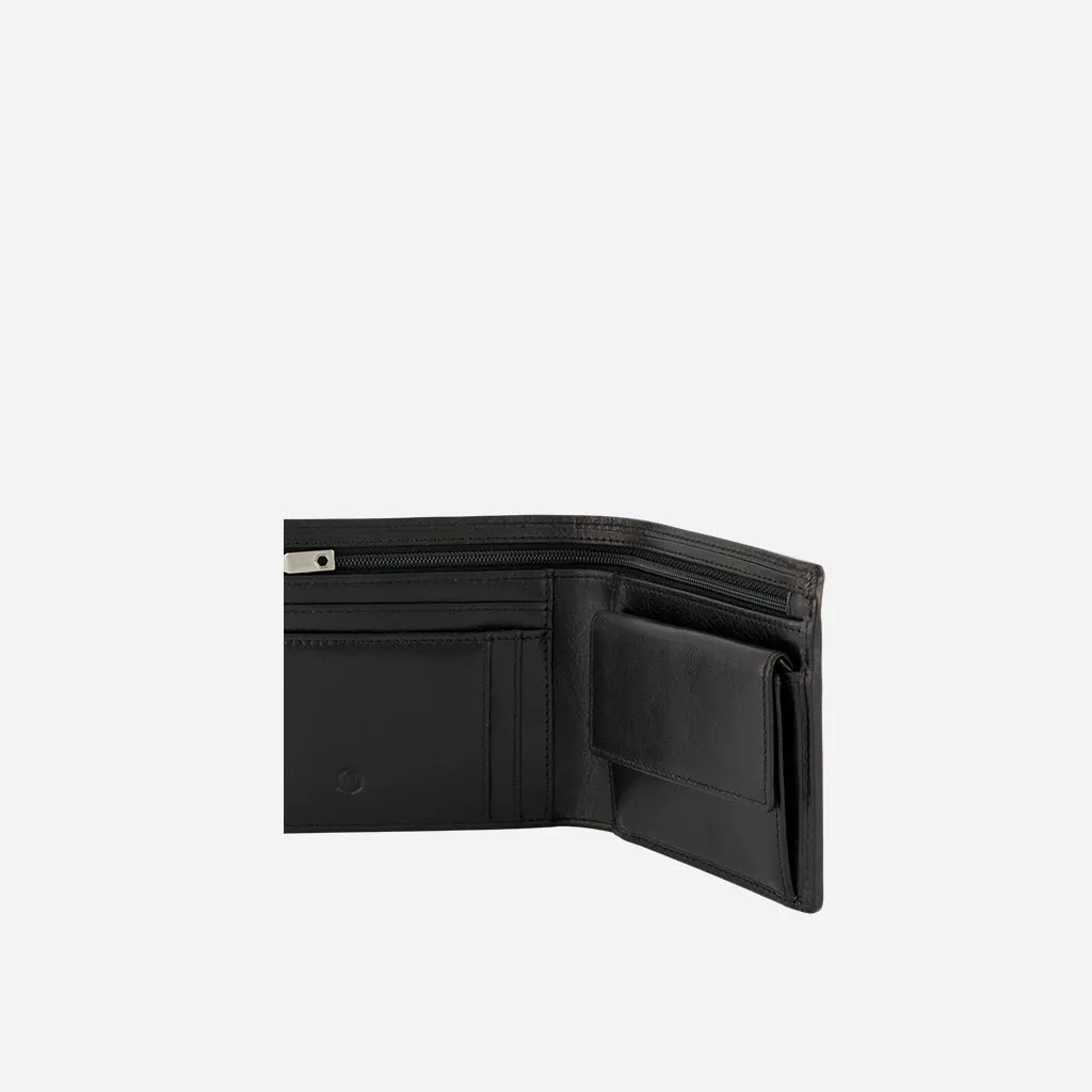 Jekyll & Hide Oxford Medium Billfold Wallet With Coin, Black