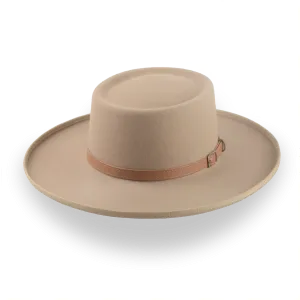 Stylish Light Camel Western Gambler Hat with Rolled Brim - The Vista Collection