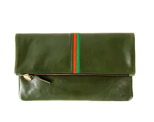 Loden Stripe Foldover Clutch