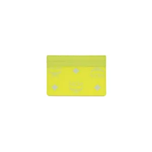 MCM Spectrum Diamond Mini Neon Yellow Visetos Leather Card Case Holder Wallet