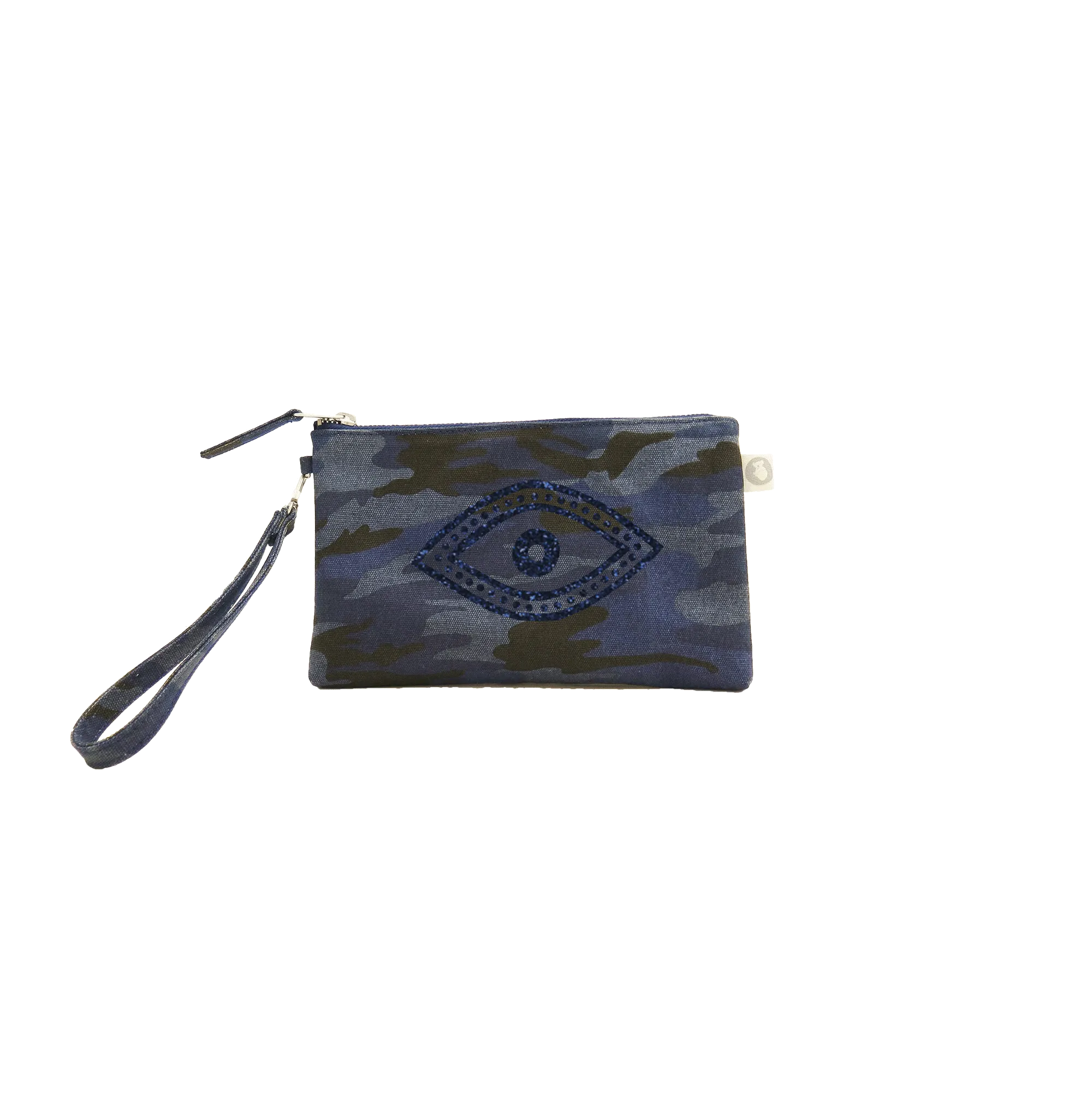 Mini Luxe Clutch with Wristlet: Dark Blue Camouflage