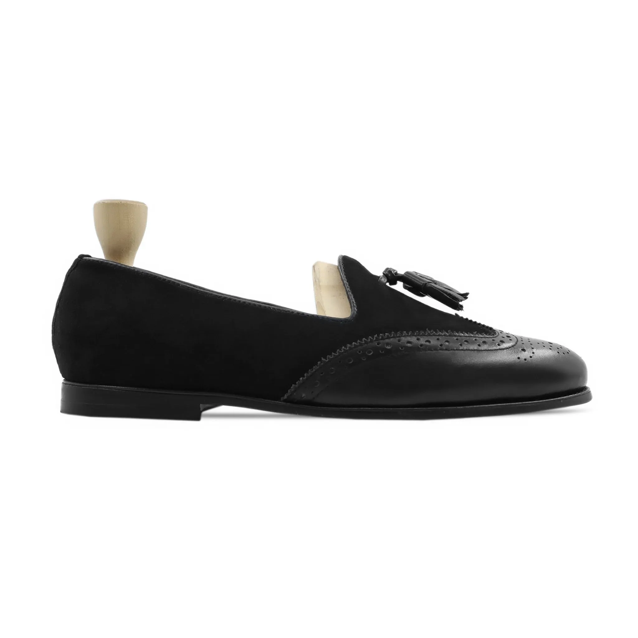 Minsk - Men's Black Calf Leather And Kid Suede Loafer