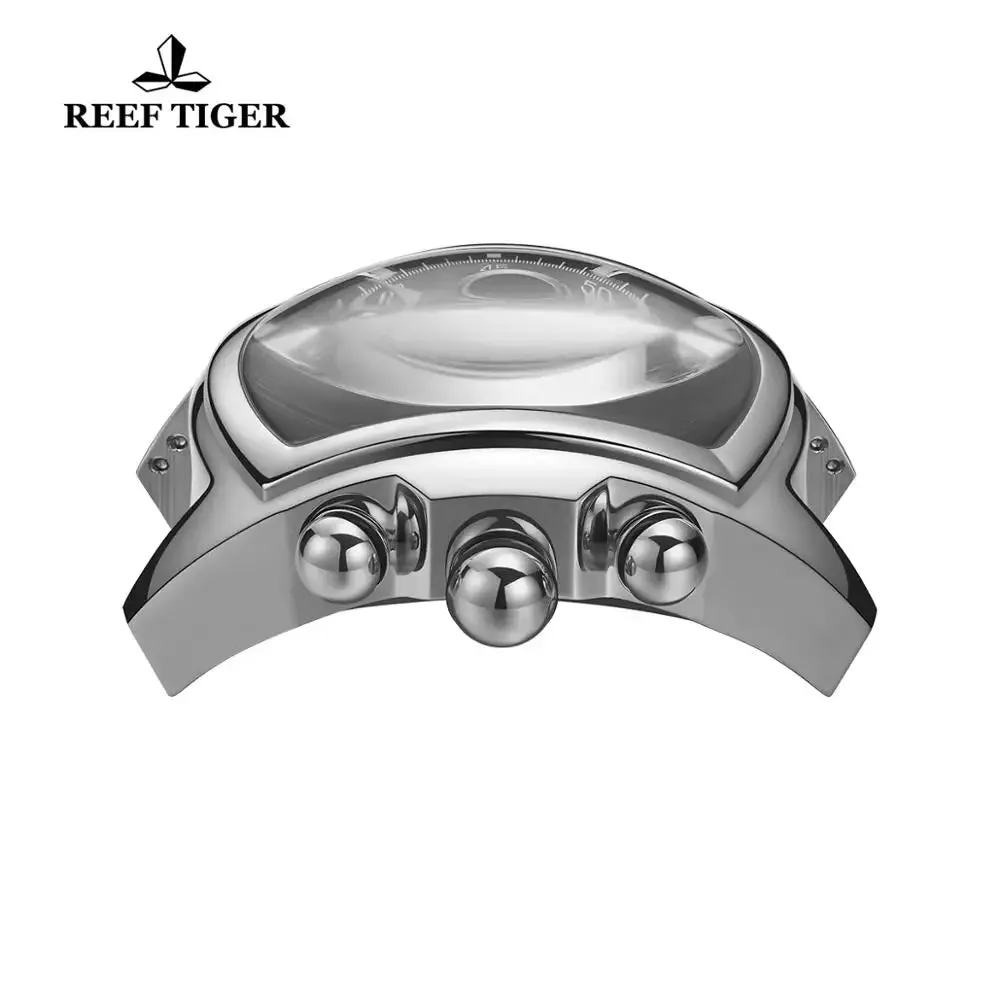 Reef Tiger Luxury Men's Automatic Watch Tonneau Tourbillon Luminous Hands Calendar 100m Waterproof Sports Mechanical Wristwatch