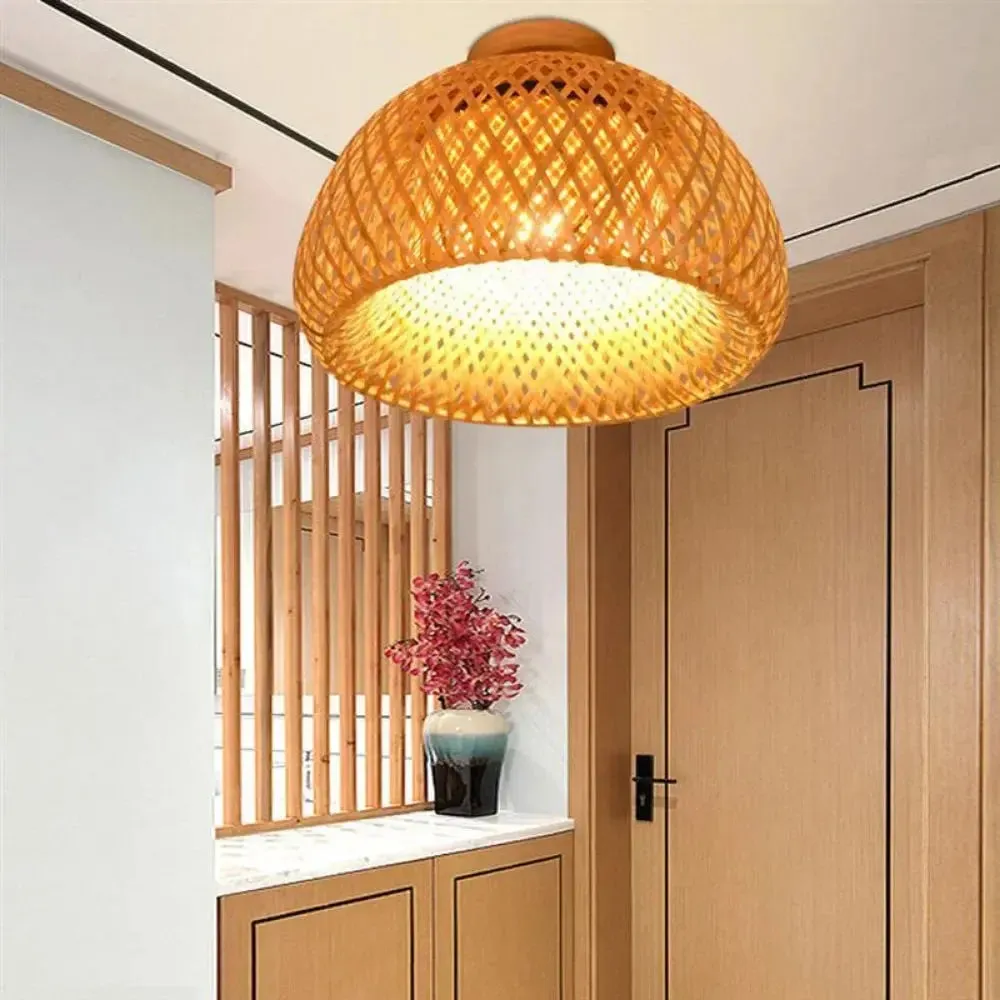 Retro Bamboo Woven Ceiling Lamp