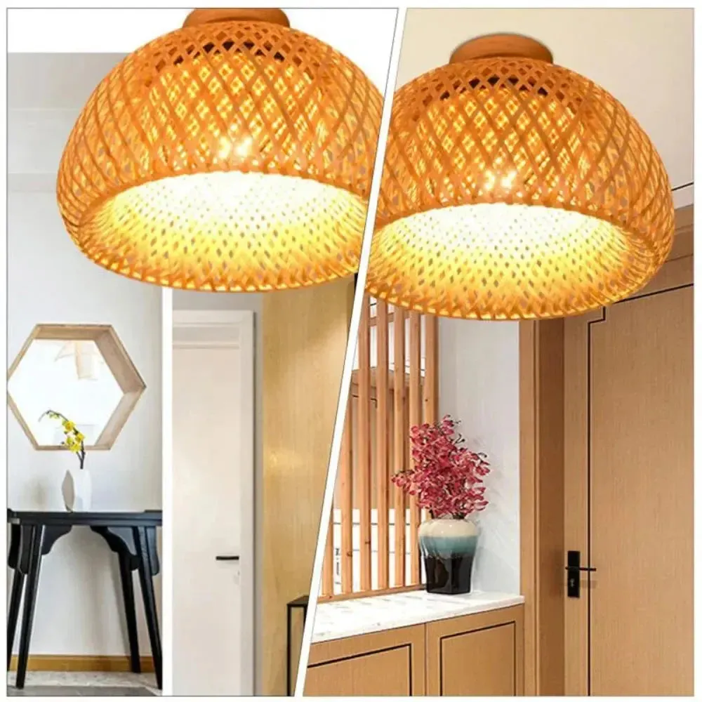 Retro Bamboo Woven Ceiling Lamp