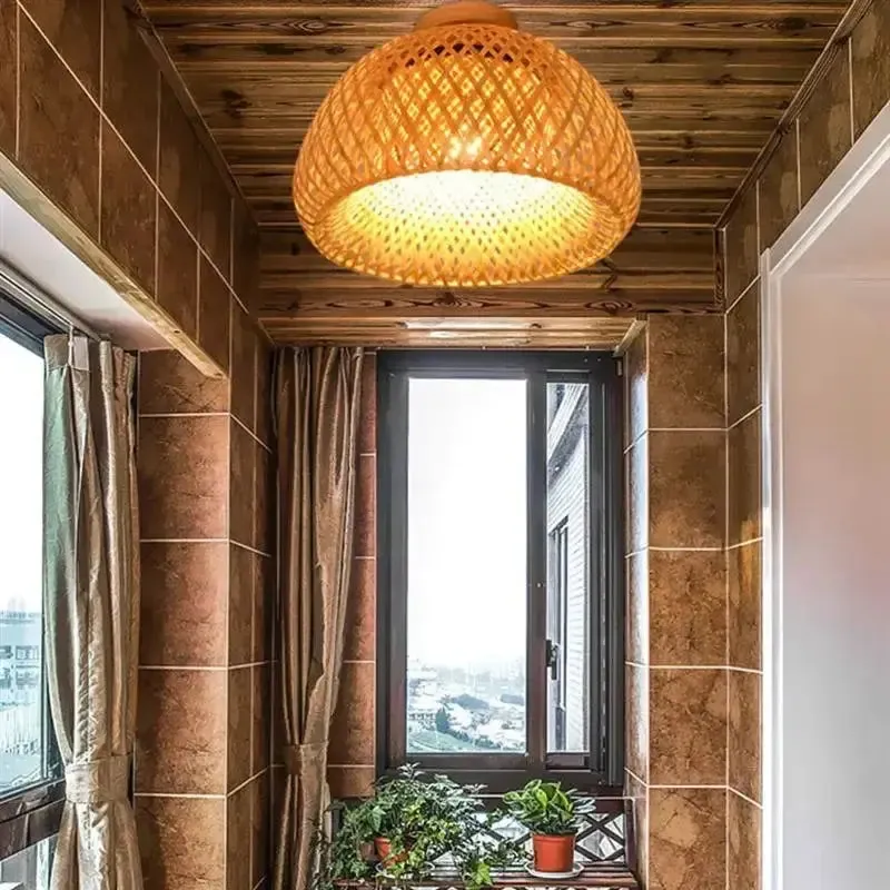 Retro Bamboo Woven Ceiling Lamp