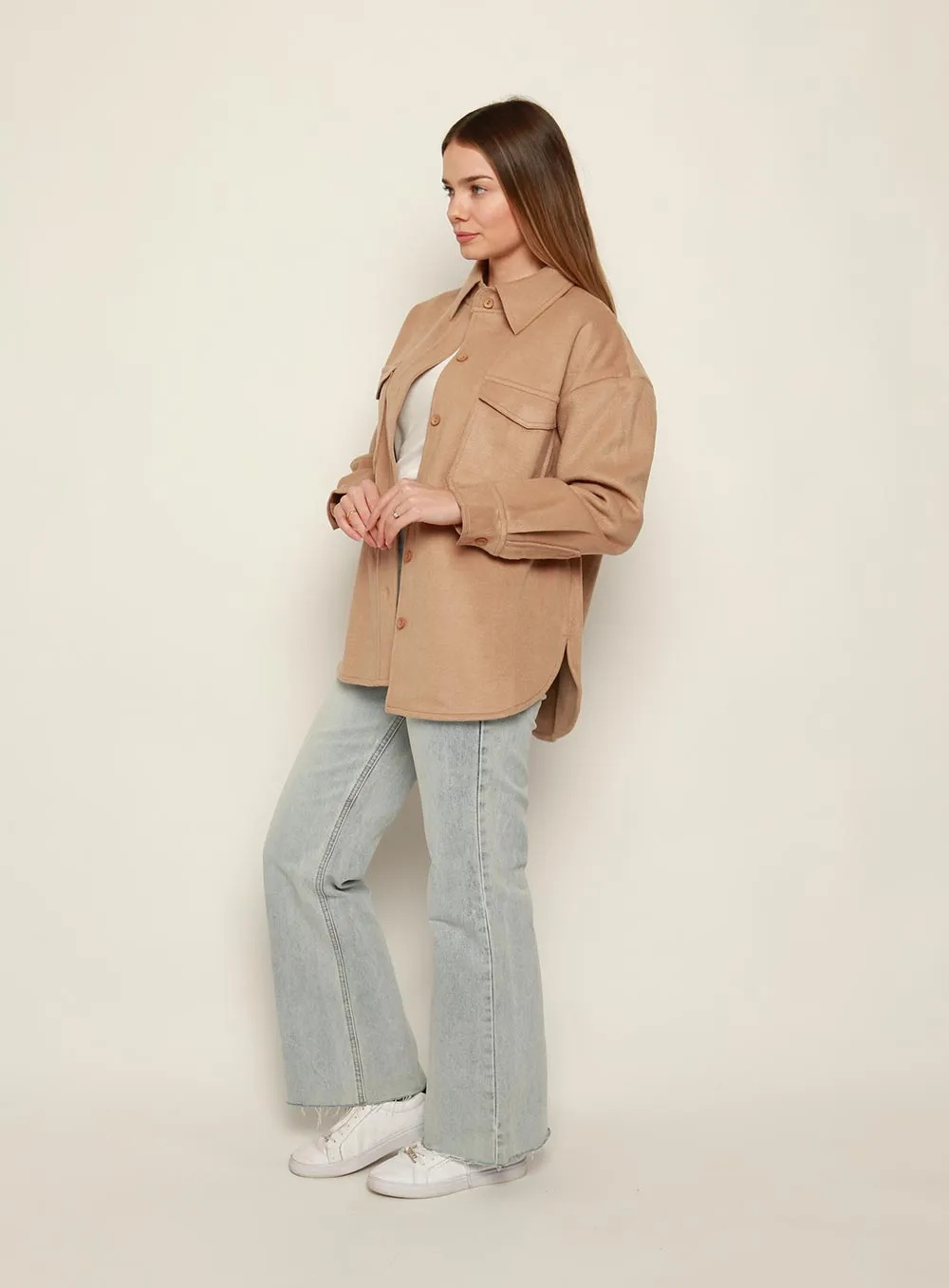 Tess Oversize Long Sleeve Jacket-CAMEL