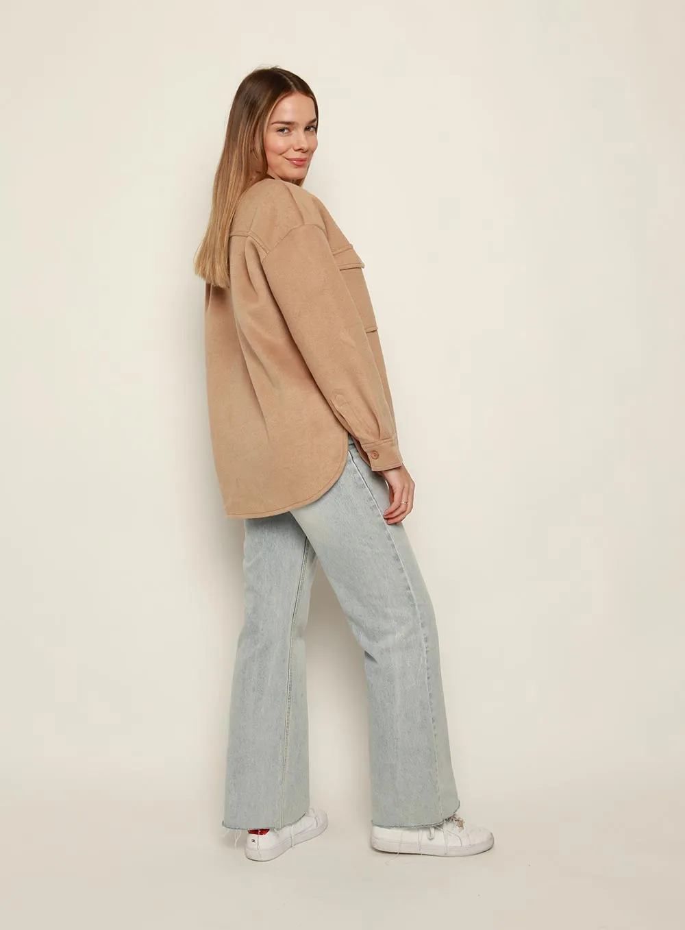 Tess Oversize Long Sleeve Jacket-CAMEL