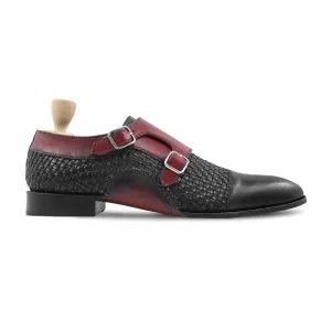 Upplands - Men's Oxblood and Black Hand Woven Calf Leather Double Monkstrap