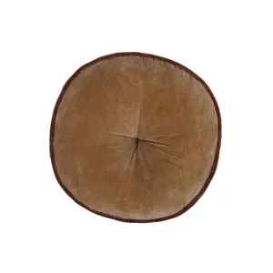 Viola Round Cotton Velvet Cushion - Clay