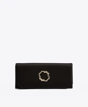 Vivien Black Satin Clutch Bag