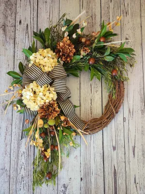 Year Round Neutral Wreath for Front Door, Country Farmhouse Wreaths, Mother's Day Gift, Gift for Her, Housewarming Gift