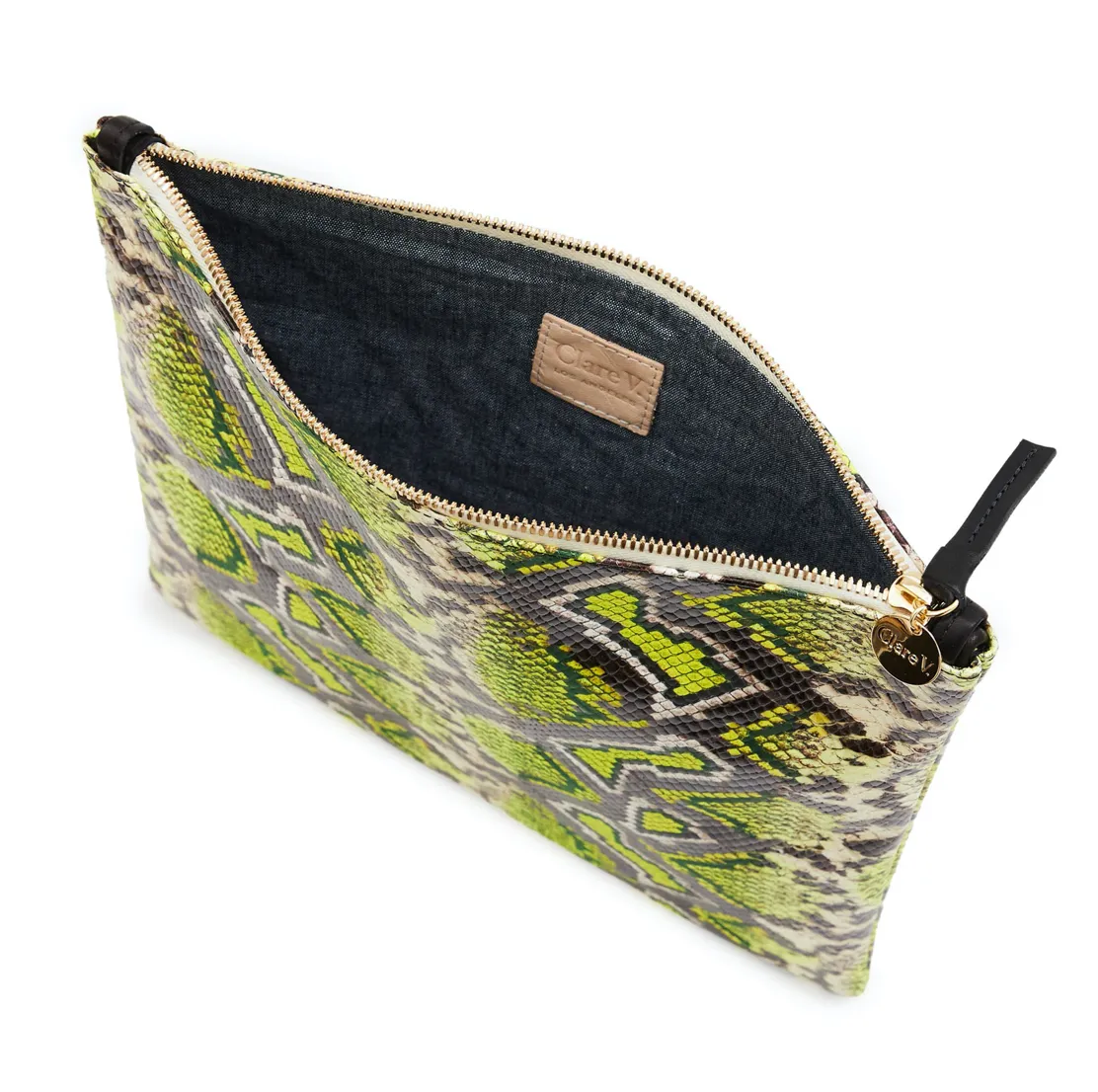 Yellow Riviera Snake Foldover Clutch